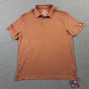 BURLEBO Polo Texas Burnt Orange Geometric All Over Print NWT AOP Mens Size Large